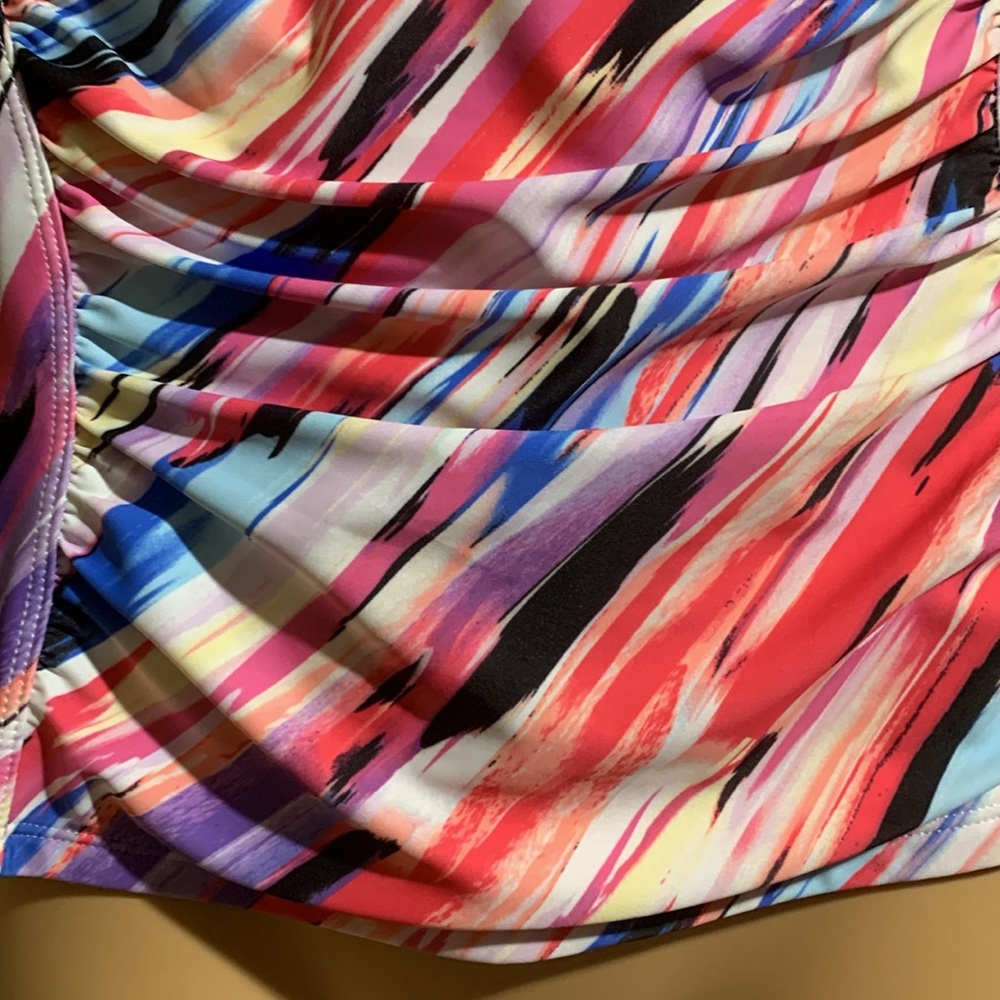 Swimsuits For All Multicolor Striped Swim Top - Picture 2 of 16